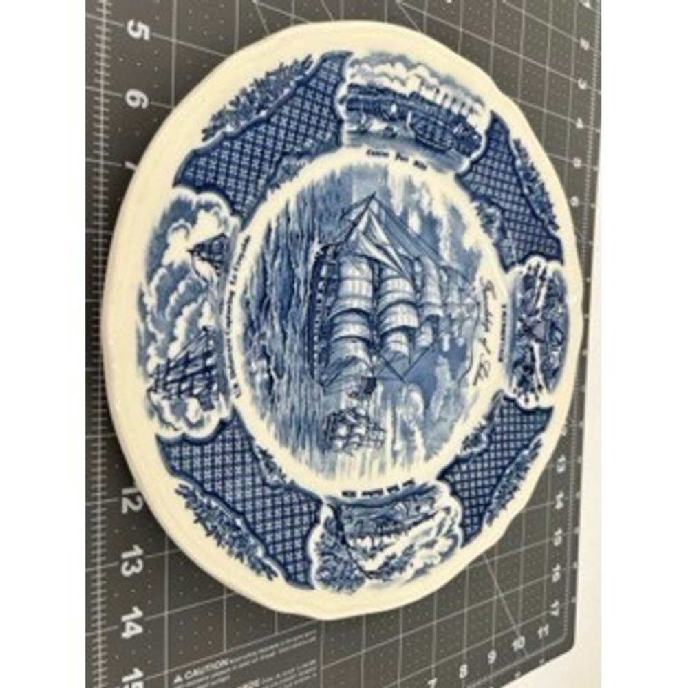 Alfred Meakin Fair Winds Friendship of Salem Blue White Dinner Plate 10.5"